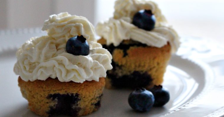 Blueberry Cupcakes with Mascarpone Vanilla Frosting