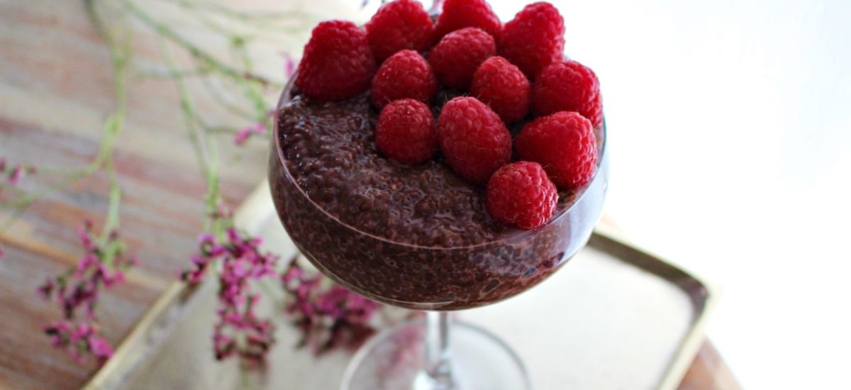 Choco Chia Pudding with Raspberries