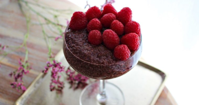 Choco Chia Pudding with Raspberries