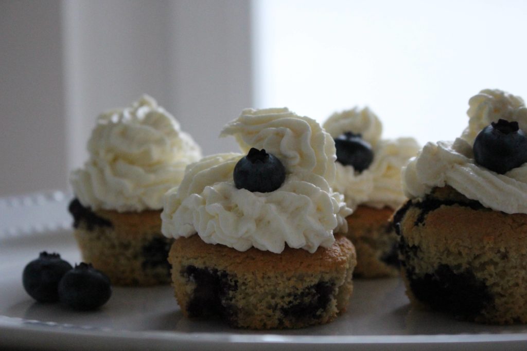 Vanilla Frosting Blueberry Cupcakes