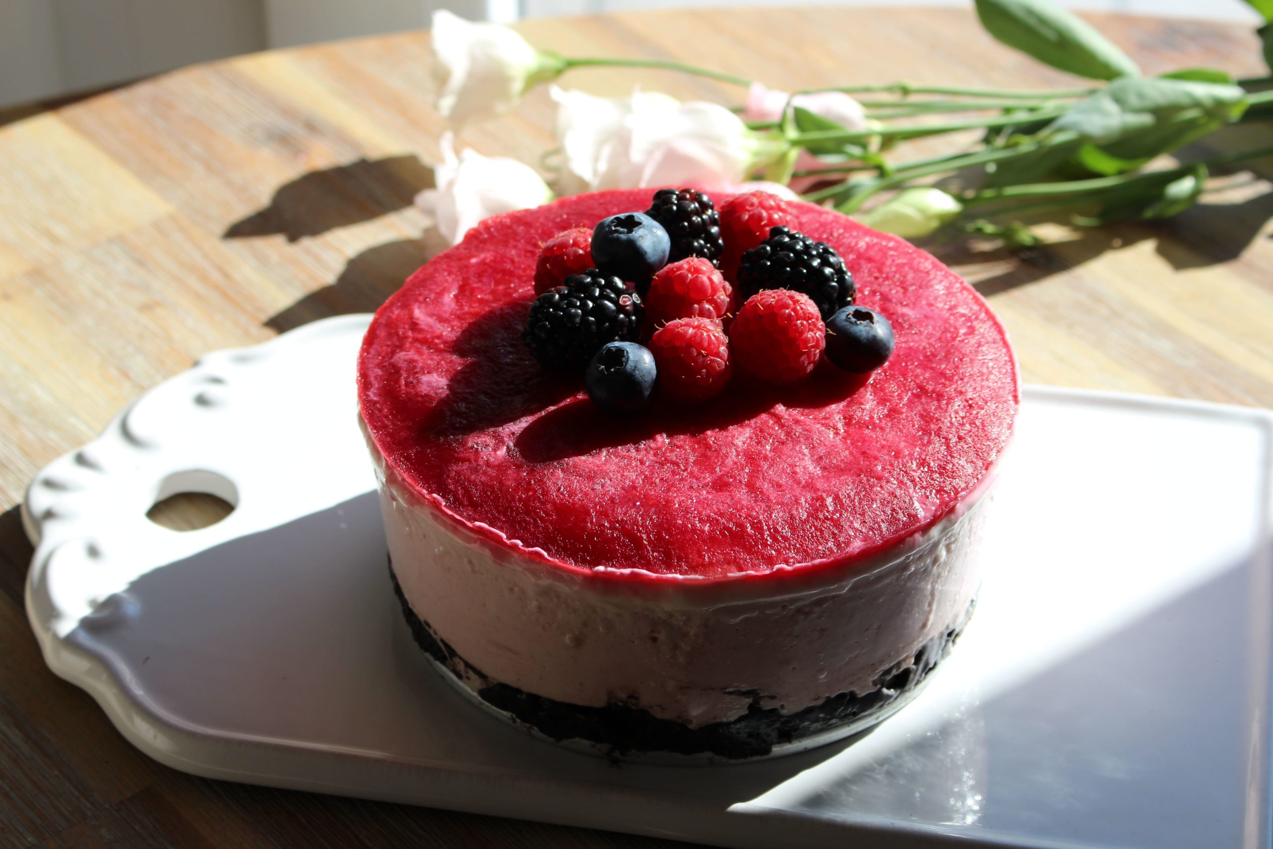 Raspberry Yoghurt No Bake Cheesecake min scaled